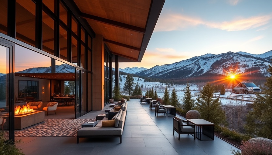 Luxury resort in Telluride Colorado with modern design against mountains.