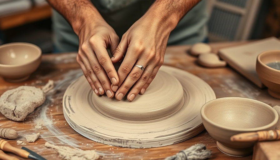 Workshop participant crafting pottery at Dayton Community Clay Lab.