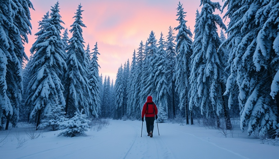 Coldest Weather in the US: Snowy forest sunset scene.