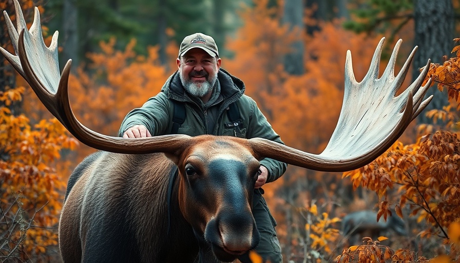 Hunter with Ruger Guide Gun .30/06 in autumn forest, moose hunting scene
