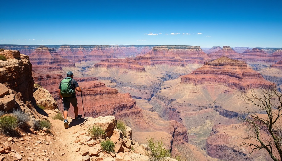 Backpacker hiking in the scenic Grand Canyon's vibrant landscape