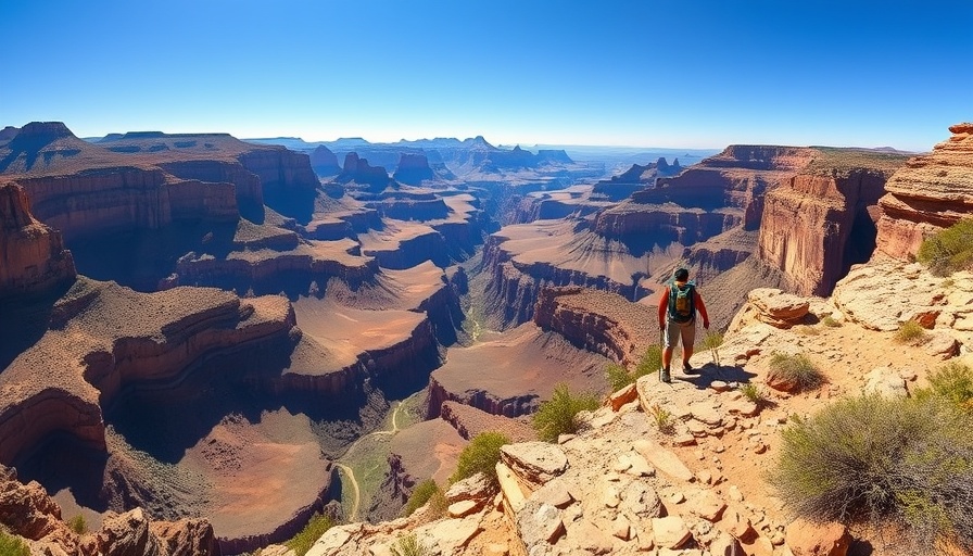 Hiker on a Grand Canyon trail during backpacking trip