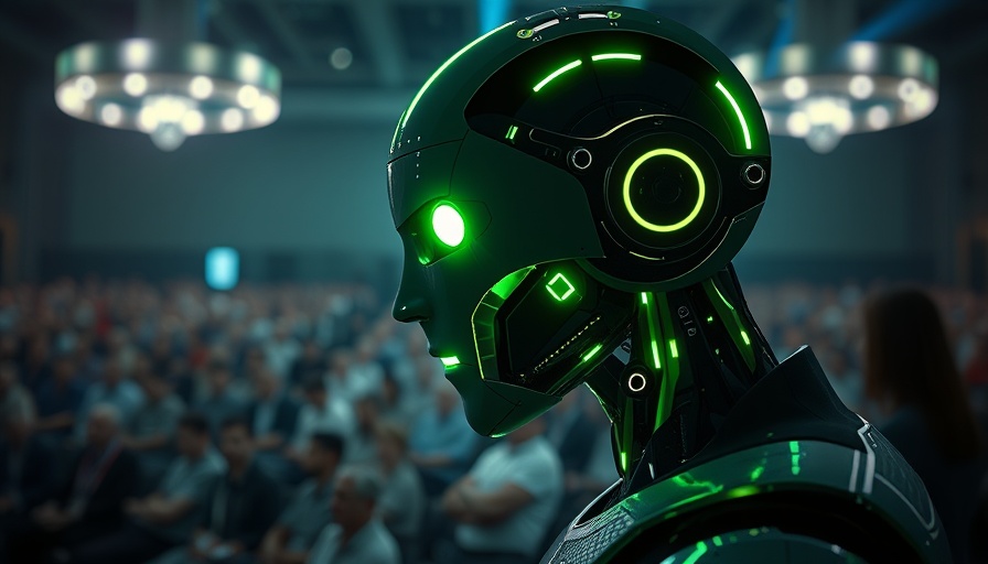 OpenAI Sora 2 presentation with futuristic robot and audience.