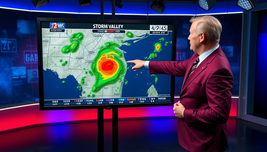 Miami Valley weather forecast showing storm activity on TV.