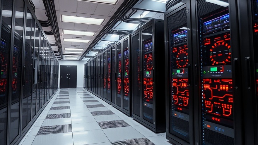 AI data centers with specialized processors and servers operating 24/7.
