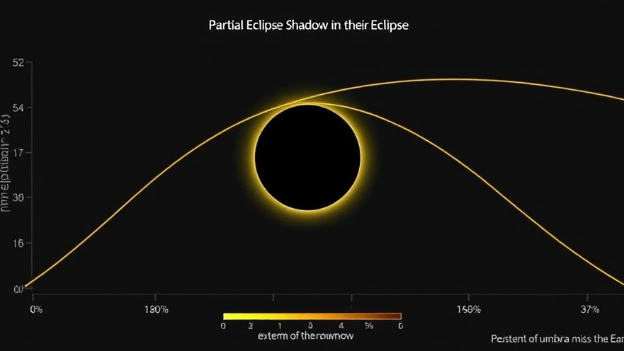 Partial eclipse shadow path with yellow curves and percentage indications.