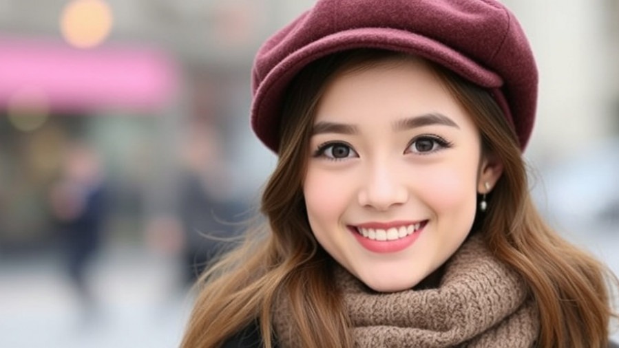 Smiling 23-year-old girl wearing a Comhats Wool Fashion Newsboy Hat for winter.