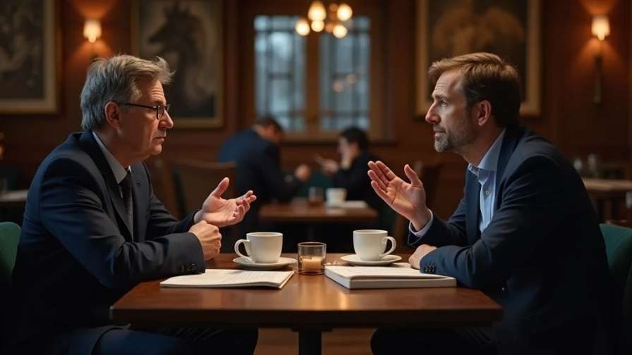 An intense discussion in front of a coffee