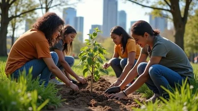 Young adults caring four the planet, their playing field