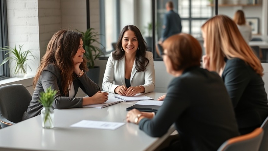 Confident female entrepreneur leads successful women-only business meeting post-hypnotherapy