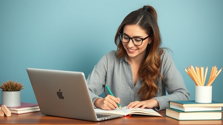 Motivated woman writer focused on laptop, showcasing benefits of book coaching.