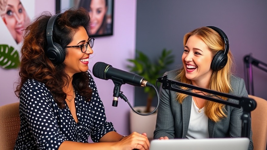 Female entrepreneurs laughing and recording a podcast, resetting their mindset.