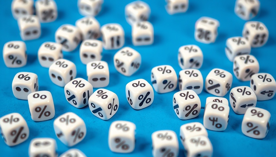 White cubes with percentage signs on blue surface, symbolizing mortgage rates.