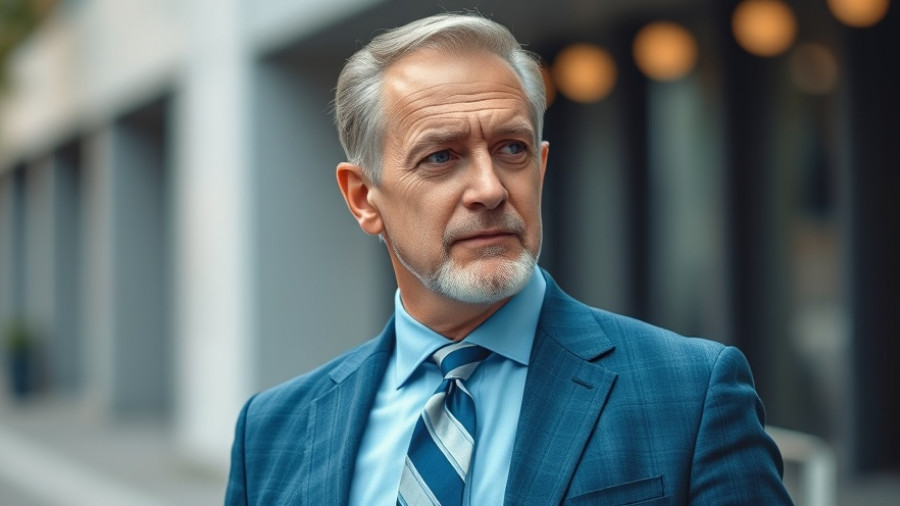 Thoughtful man in blue suit outdoors, related to FHFA strategic plan.