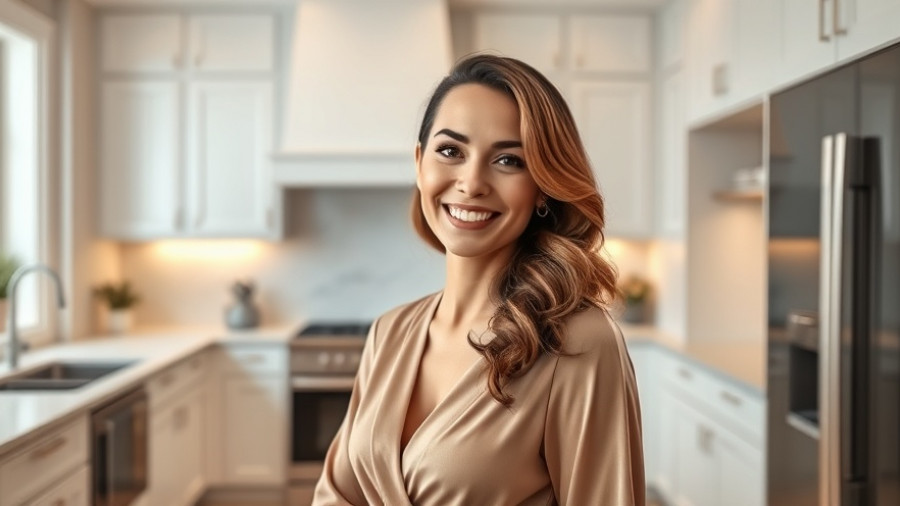 Elegant woman in luxury kitchen, Scottsdale luxury real estate.