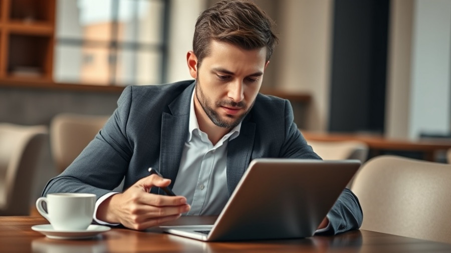 Professional using tablet for AI powered search for real estate agents.