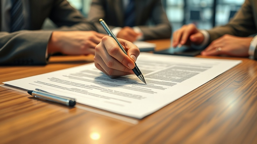 Close-up of hands discussing an offer document, business meeting scene.