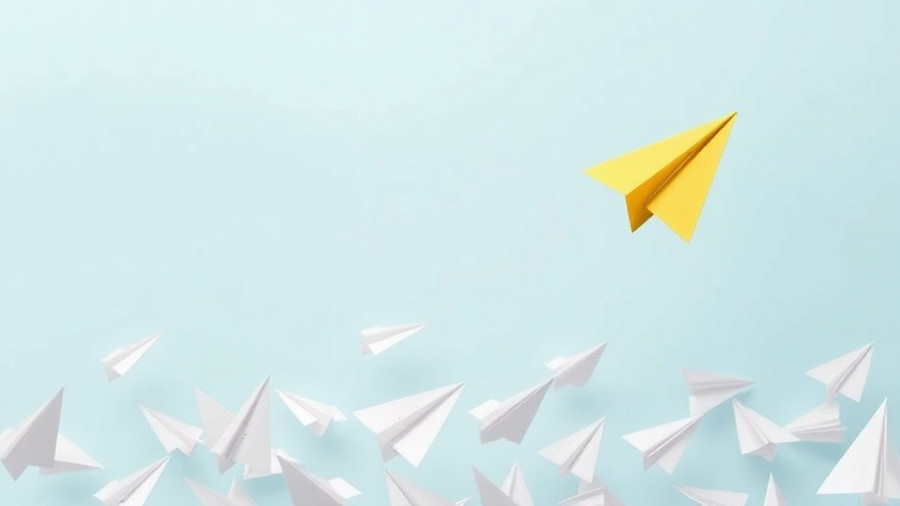 Yellow paper airplane breaking from white group, symbolizing current real estate market trends.