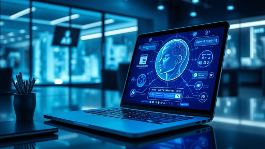 Futuristic AI in real estate technology on a laptop screen.