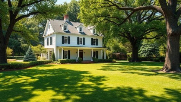 Colonial-style white house with green lawn for first-time home buying checklist.