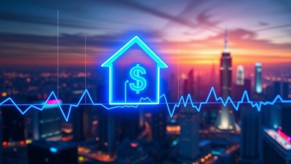 Futuristic graphics representing AI home search technology.