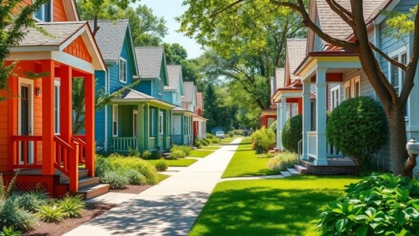 Colorful suburban homes representing 2026 housing market forecast