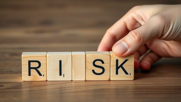 Wooden blocks spelling RISK being stacked by a hand, illustrating Realtor listing fraud risks.