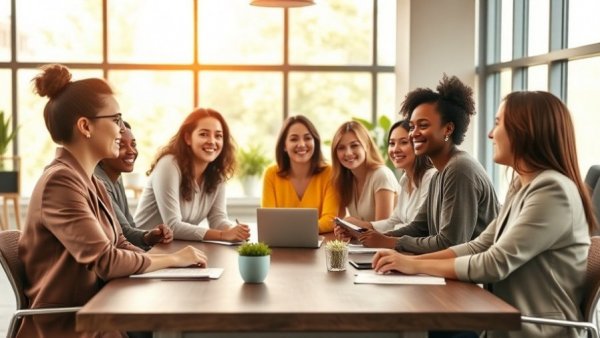 Diverse group of women in an office meeting, symbolizing NAR leadership change women.