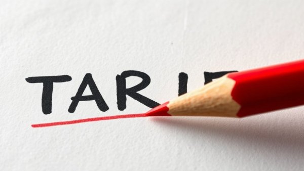 Red pencil underlining 'TARIFF' on paper related to Supreme Court tariff decision.