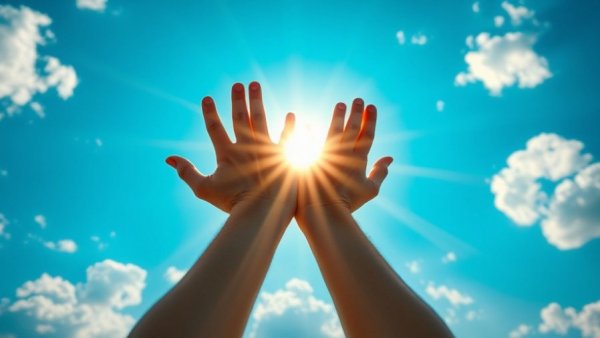 Hands reaching up to the sun, symbolizing real estate leaders giving back.