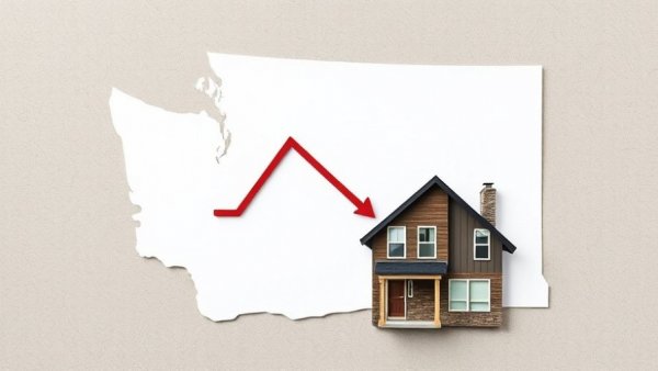 Washington state inventory decline shown with house and arrow.