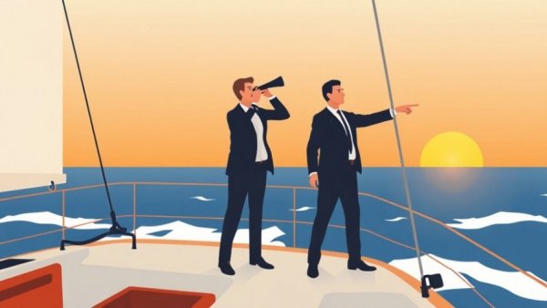 Thinning client pipelines in real estate concept with business figures on a boat.