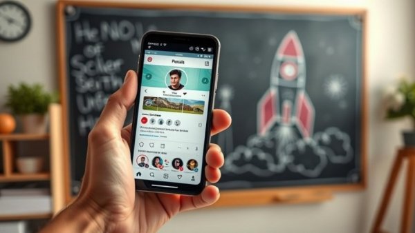 Future of Platforms in Real Estate: hand holding smartphone with social media interface.