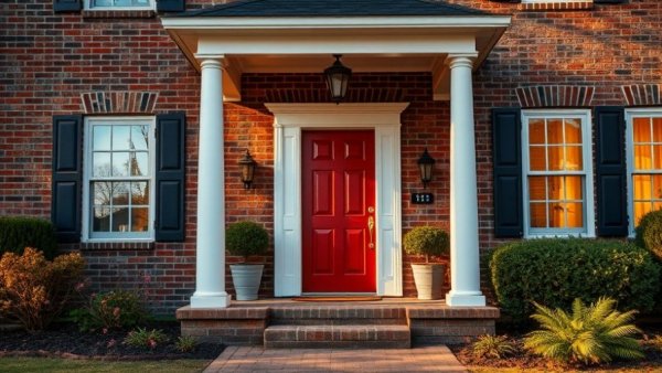 Photographer staging a house entrance for photos, warm setting.