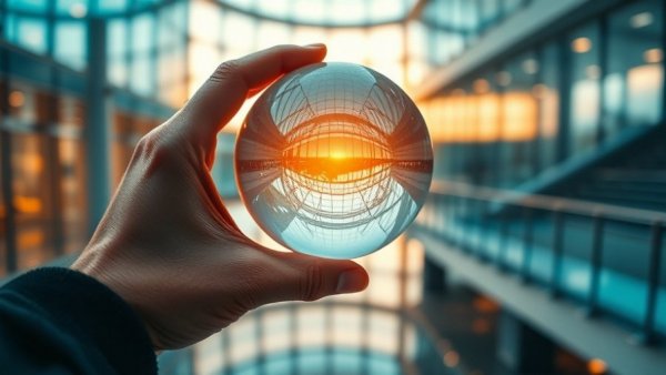 Abstract image of a hand holding a crystal ball reflecting a staircase, representing Zillow climate data removal.