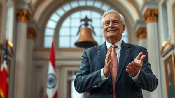 Individual applauding at mortgage corporation event at NYSE.