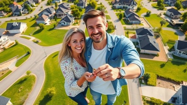 Homebuyer demand mortgage rates 2025: joyful couple receiving keys.