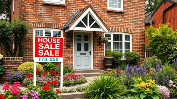 Charming brick house with 'House for Sale' sign, FHA loan limits 2026.