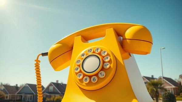 Vibrant yellow phone over suburban homes highlights no-budget phone strategy in real estate.