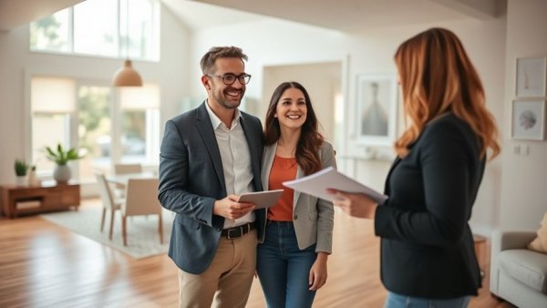 Agent touring a home with couple, showcasing buyer demand in real estate.