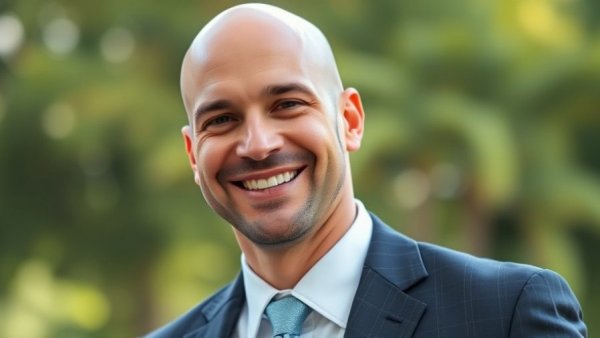 Confident smiling man in business attire outdoors, HomeServices of America Strategy for 2026.