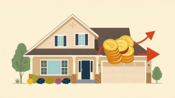 Texas property tax cuts for homeowners 55+ depicted with house, coins, and arrow.