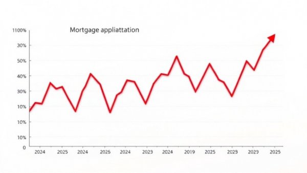Line graph showing decline in mortgage applications over 2024 and 2025.