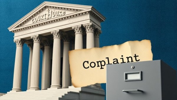 Compass NWMLS antitrust lawsuit illustration with courthouse and documents.