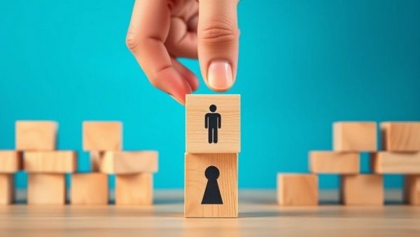 Hand arranging blocks symbolizing team structure, Real Estate Agent Moves concept.