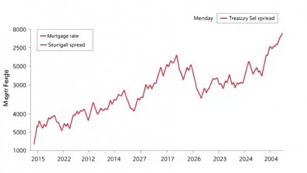 Graph of mortgage rate and treasury yield spread trends from 2024 to 2026 for existing home sales outlook.