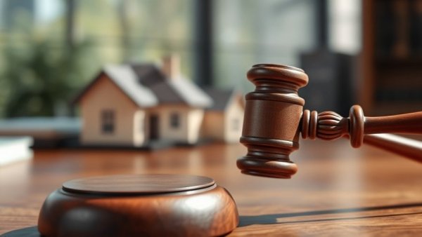 Gavel in focus with house models symbolizing Rocket Companies steering lawsuit.