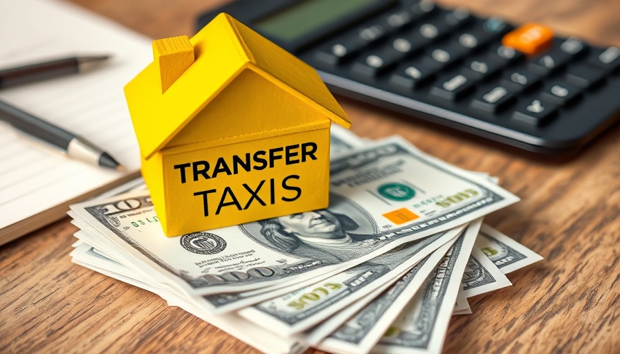 Transfer taxes in real estate concept with money and calculator.