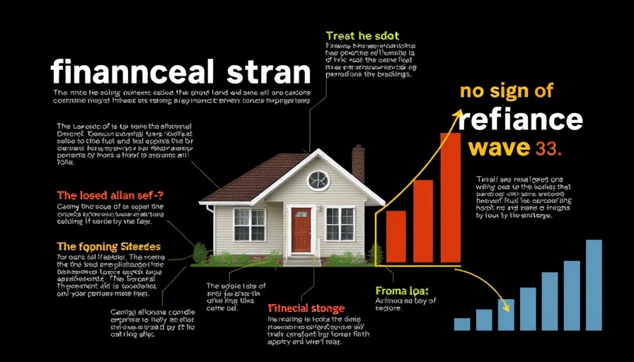 Collage on mortgage rates showing a house and financial strain.