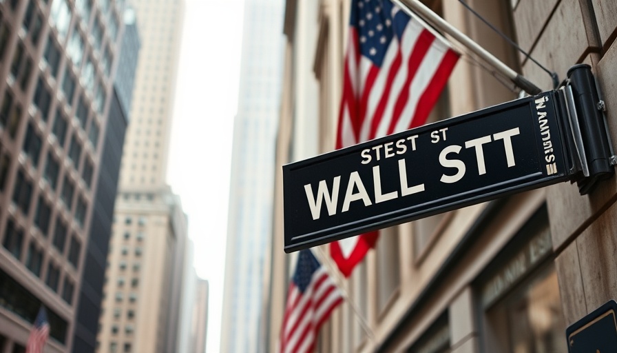 Wall Street sign with blurred American flag background, symbolizing finance.